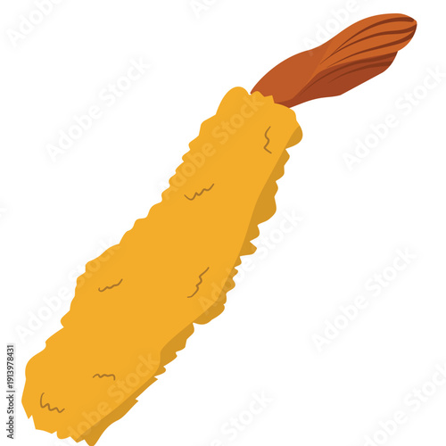 Crispy, golden-fried prawn or tempura on a plain background, ready to eat