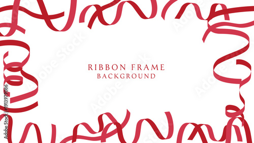 赤いリボンのフレーム素材