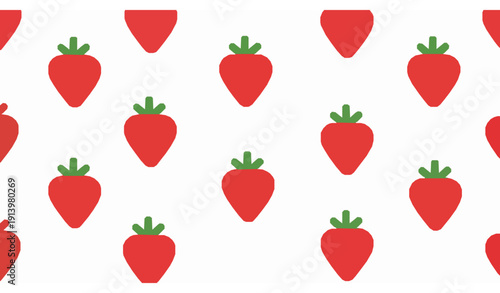 Minimal strawberry vector seamless pattern with red fruit icons on white background for wallpaper fabric and wrapping design