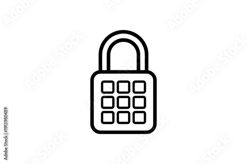 A minimalist vector graphic of a secure lock with a keypad