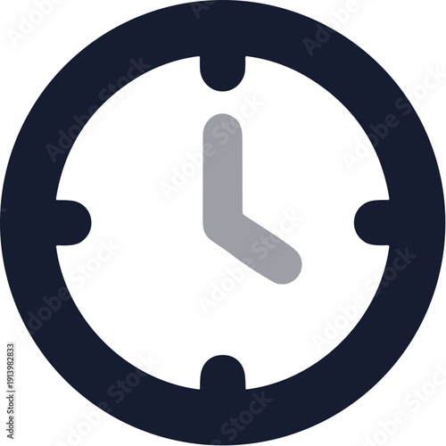 Simple Style Circular Clock Face Showing the Time Icon