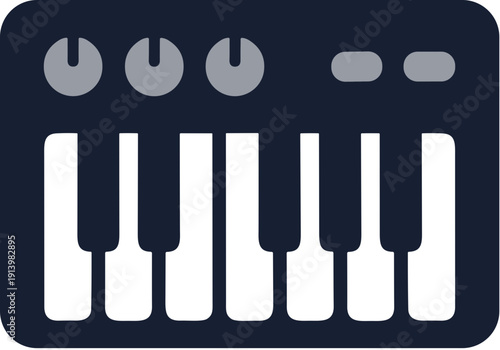 Simple Flat Style Keyboard Musical Instrument Synthesizer Electronic Piano Illustration