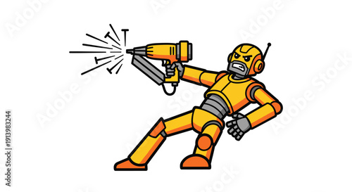 Robot Using Power Tool for Work.