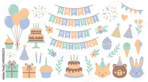 Collection of cute kawaii black and white outline drawings of various desserts and sweet treats including cakes, donuts, ice cream, and bubble tea.