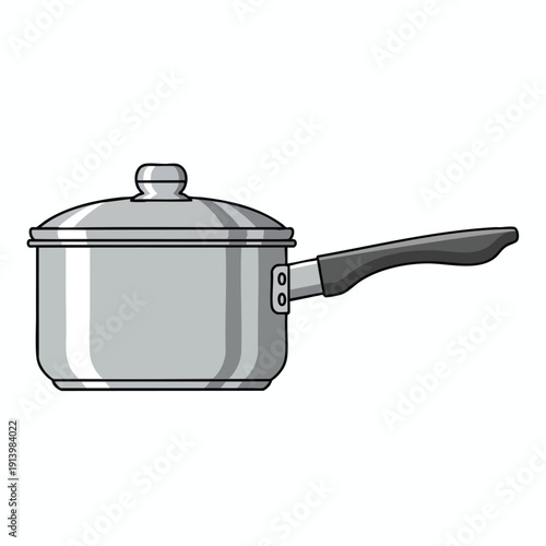 Modern Stainless Steel Cooking Pot with Black Handle for Home Kitchen Use