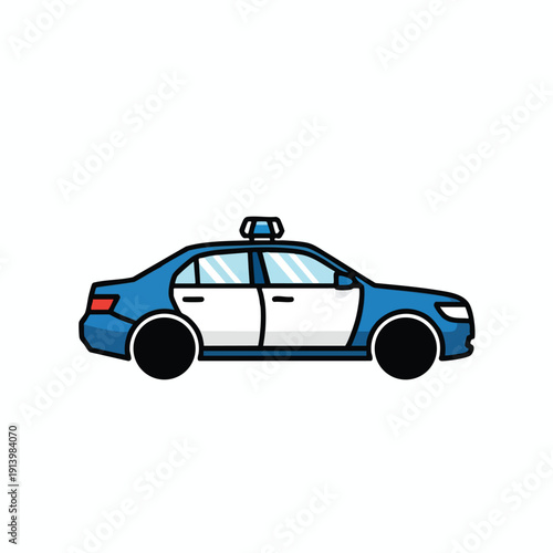 Modern Law Enforcement Police Car with Emergency Lights