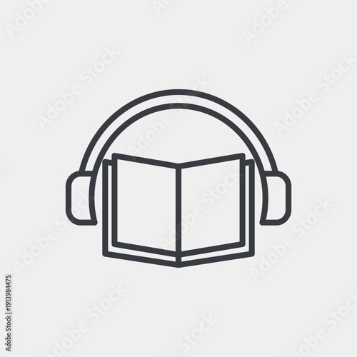Audiobook icon set in flat and strokes. Suitable for graphic projects. EPS10
