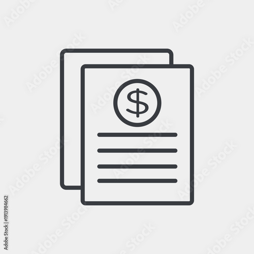 Bank statement icon set in flat and strokes. Suitable for graphic projects. EPS10