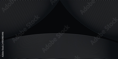 3D Vector wave lines pattern smooth curve flowing dynamic white light isolated on black background for concept of technology, digital, communication, science, music
