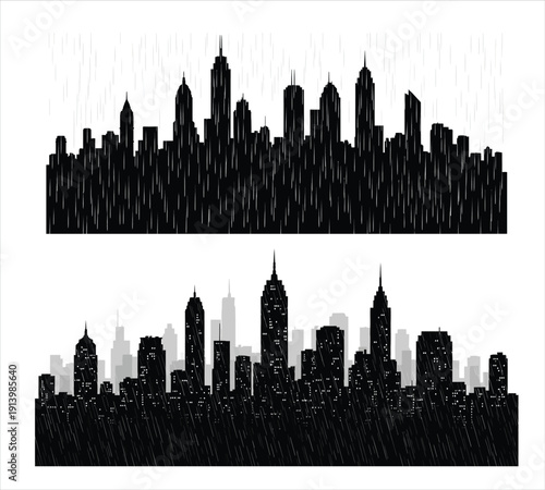 New york city skyline silhouette graphic