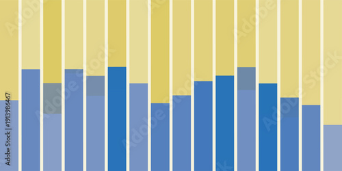Chart like geometric design with vertical light brown and blue rectangles, bars on white background. Modern minimal design, perfect for digital art, creative projects and contemporary decoration.