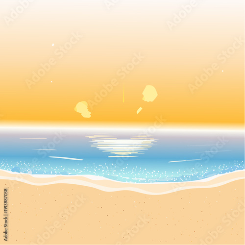 Serene Sunrise Over A Sandy Beach With Gentle Ocean Waves
