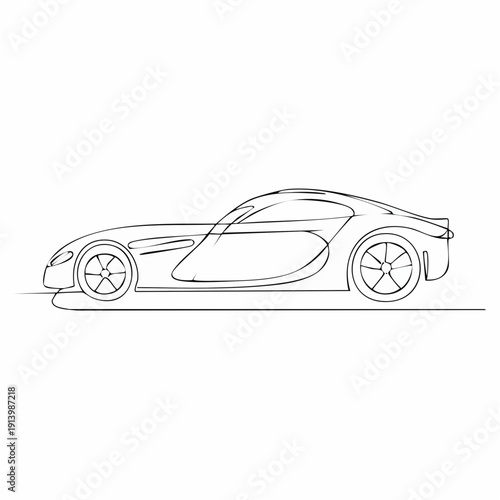 Simple line drawing of a sleek sports car profile.