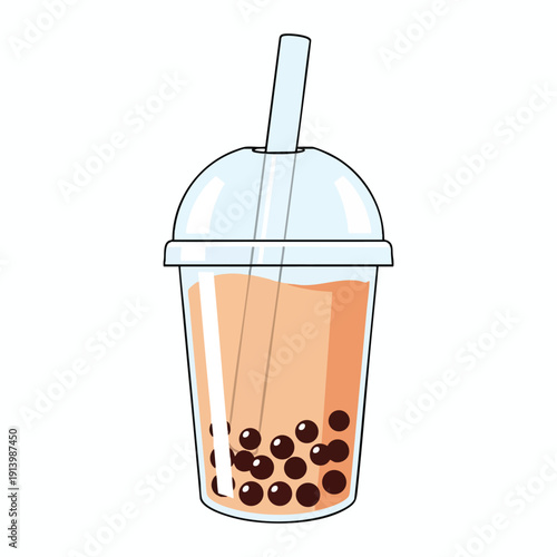 Bubble Tea in Plastic Cup with Straw