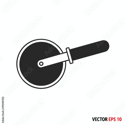 Black and white pizza cutter icon
