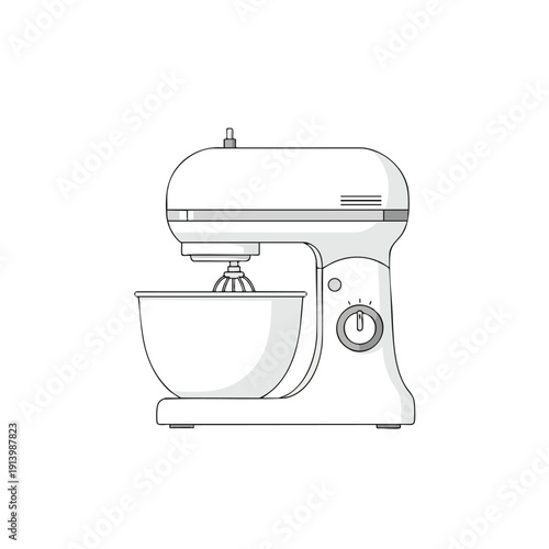 Illustration of a Stand Mixer with Mixing Bowl