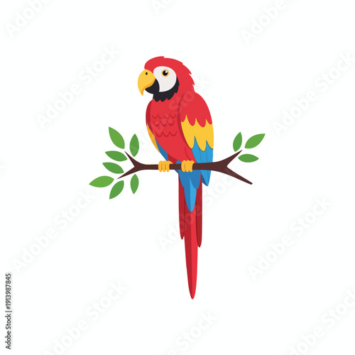 Colorful Parrot on Branch