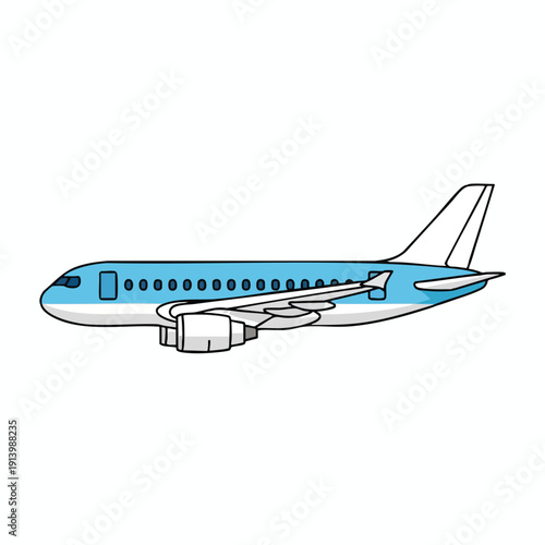 Simple Line Art of a Commercial Airplane