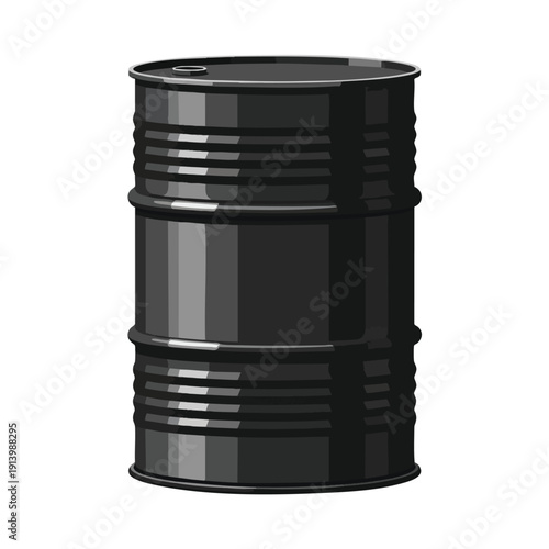 Isolated black metal barrel on white background