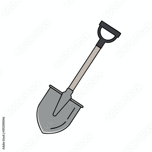 Grey Shovel on White Background