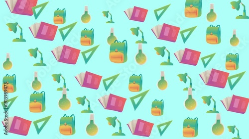 Scattered school supplies on light blue background, perfect for educational themes, stationery products, backtoschool promotions, and schoolrelated designs.