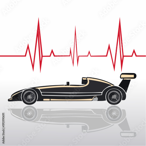 Vintage Racing Car with Racing Pulse Line.