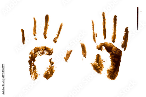 Wallpaper Mural Hand print in wet mud, muddy fingerprint, dirty tracks isolated ontransparent background, clipping path	 Torontodigital.ca