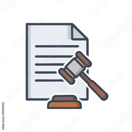 Legal Document and Gavel Illustration for Law Justice and Courtroom Concepts
