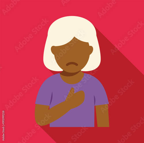 Elderly woman feeling pain in her chest, illustrating heart problems and heartache