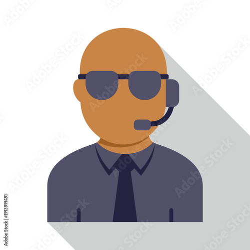 Agent wearing dark uniform providing security and protection services