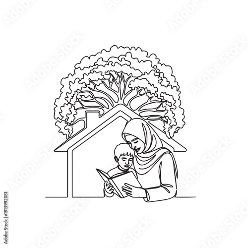 Family reading at home