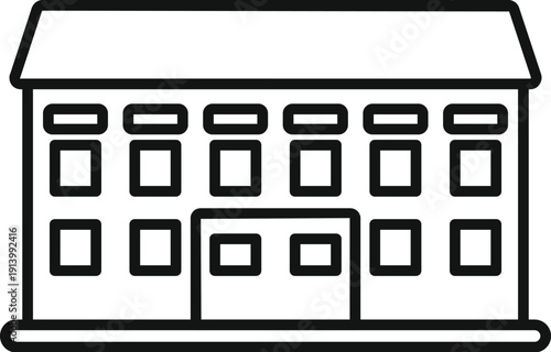 Simple minimalist line art illustration representing a school or university building