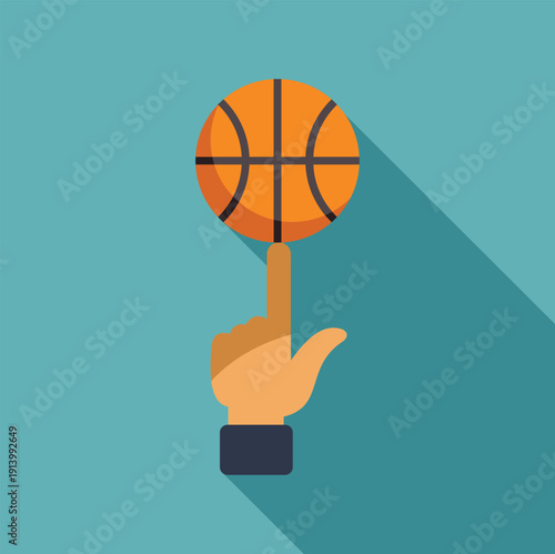 Hand spinning a basketball on a finger, demonstrating balance and skill