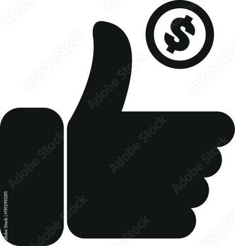 Thumbs up vector icon symbolizing financial success and social media monetization