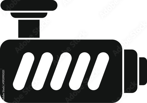 Black industrial water pump icon on white background representing fluid movement