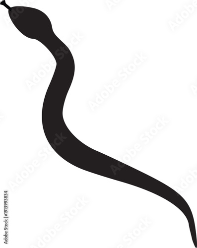 Simple Snake With Tongue Out Silhouette Illustration Vector