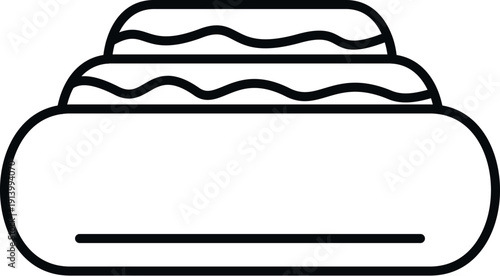 Hot dog with sausage and bun presenting a simple line art icon