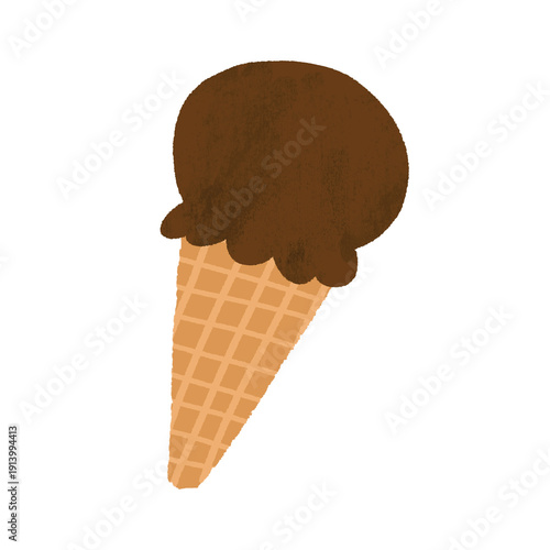水彩風手描き　チョコアイスのイラスト