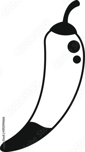 Chili pepper line art icon illustrating a spicy food ingredient