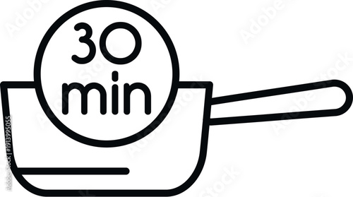 Frying pan icon displaying a 30 minute cooking time