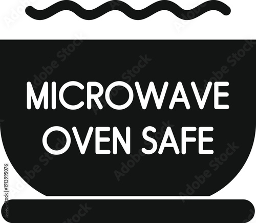 Microwave oven safe container icon representing food suitability for heating