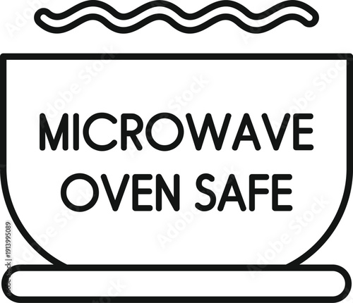 Icon specifying kitchen container material safe for microwave oven use