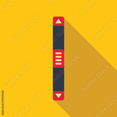 Flat design user interface scrollbar icon on a yellow background
