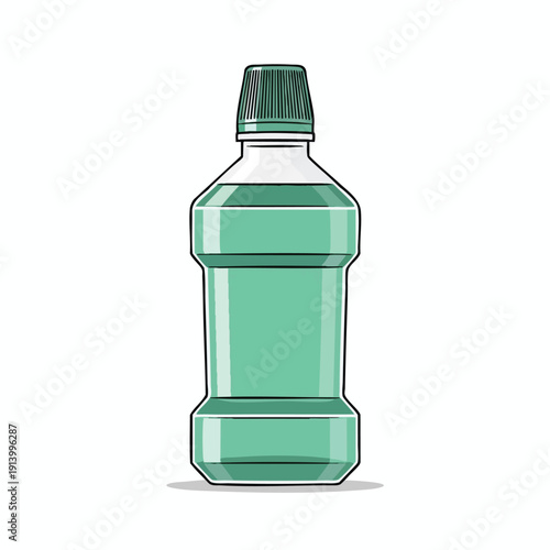 Illustration of a green mouthwash bottle