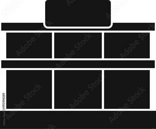 Store shelves displaying an empty layout with a blank sign