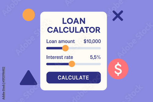 Loan Calculator Interface with Adjustable Loan Amount and Interest Rate.