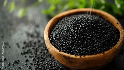 Black beluga lentils are ready for cooking, offering healthy nutrition