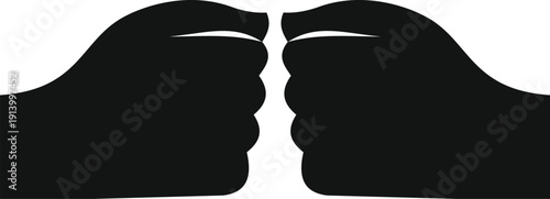 Two hands forming fists touching, creating a simple black silhouette on a white background