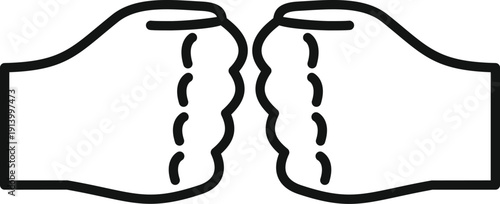 Two fists bumping, representing agreement, friendship, and teamwork in an outline style icon