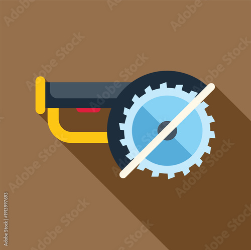 Circular saw flat icon with a diagonal line indicating no usage or prohibition